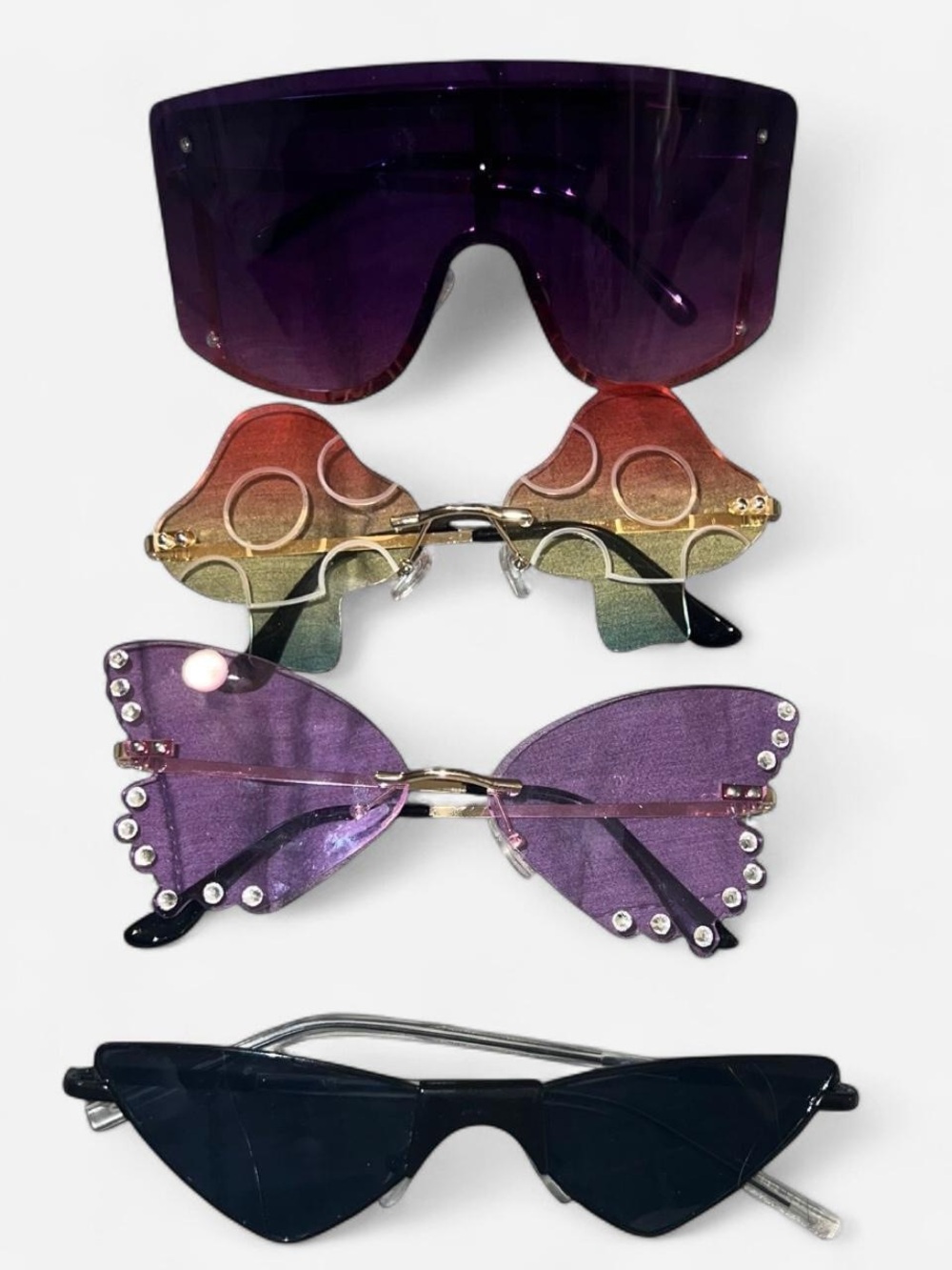 rave Purple Butterfly & Assorted Trendy Women's Sunglasses Set
